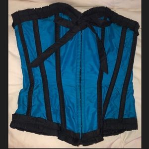 Aqua and black corset
